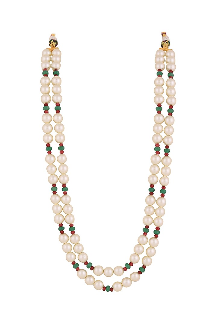 Red & Green Beaded Mala by Riana Jewellery Men at Pernia's Pop Up Shop