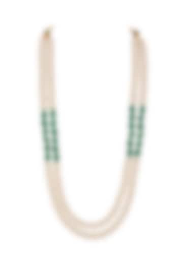 Sea Green Beaded & White Pearl Layered Mala by Riana Jewellery Men at Pernia's Pop Up Shop