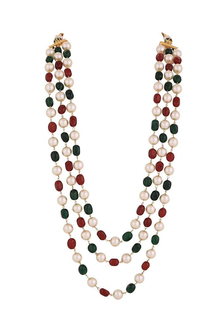 Multi-Colored Beaded & Pearl Mala by Riana Jewellery Men at Pernia's Pop Up Shop