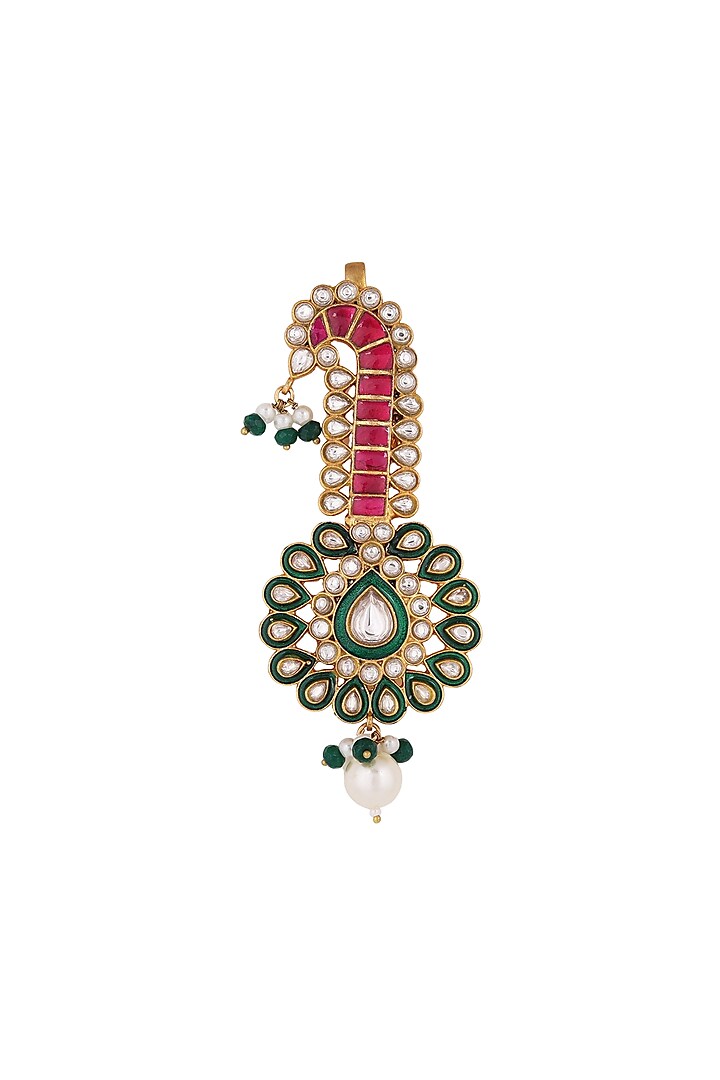 Gold Plated Pearl Meenakari Kilangi by Riana Jewellery Men