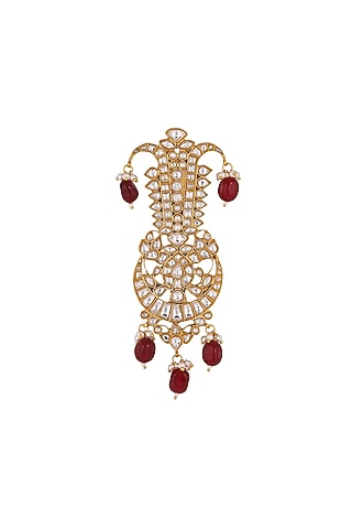 Gold Plated Red Beaded & Pearl Kilangi by Riana Jewellery Men