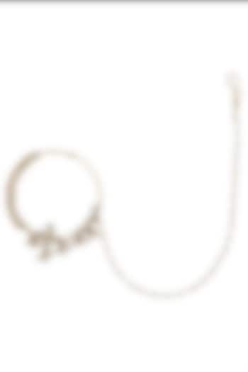 Gold Plated Floral Kundan and Pearls Nose Ring by Riana Jewellery