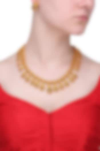 Gold finish red and green stone necklace set available only at Pernia's Pop Up Shop.