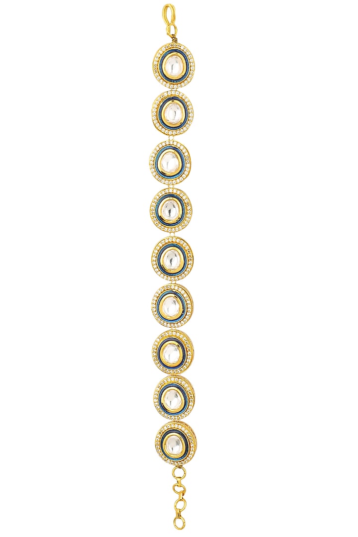 Gold finish kundan stone single line bracelet available only at Pernia's Pop Up Shop.