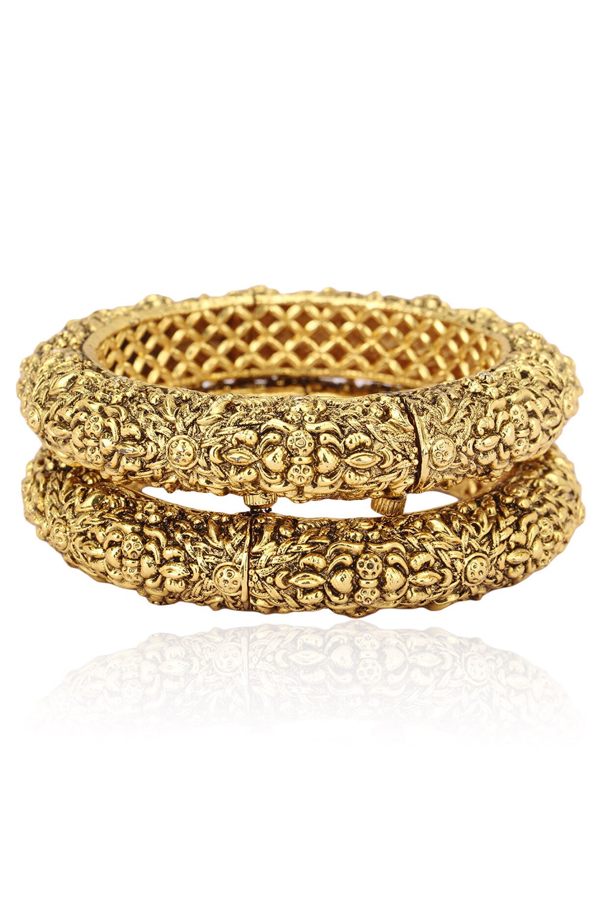 Set of 2 gold finish cutwork bangles available only at Pernia's Pop Up ...