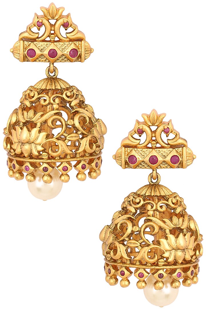 Grey - Pihu Handcrafted GS Beadwork Jhumki Earrings