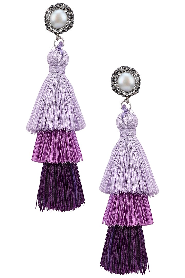 Gold plated hues of purple tasseled earrings available only at Pernia's Pop Up Shop.