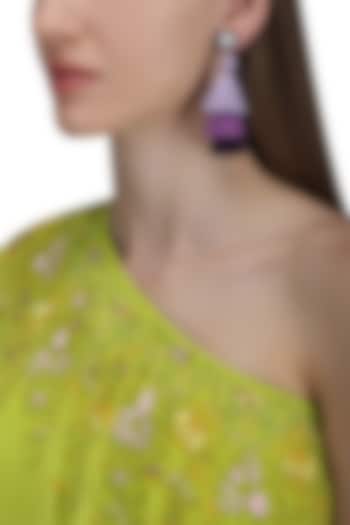 Gold Plated Hues Of Purple Tasseled Earrings by Riana Jewellery