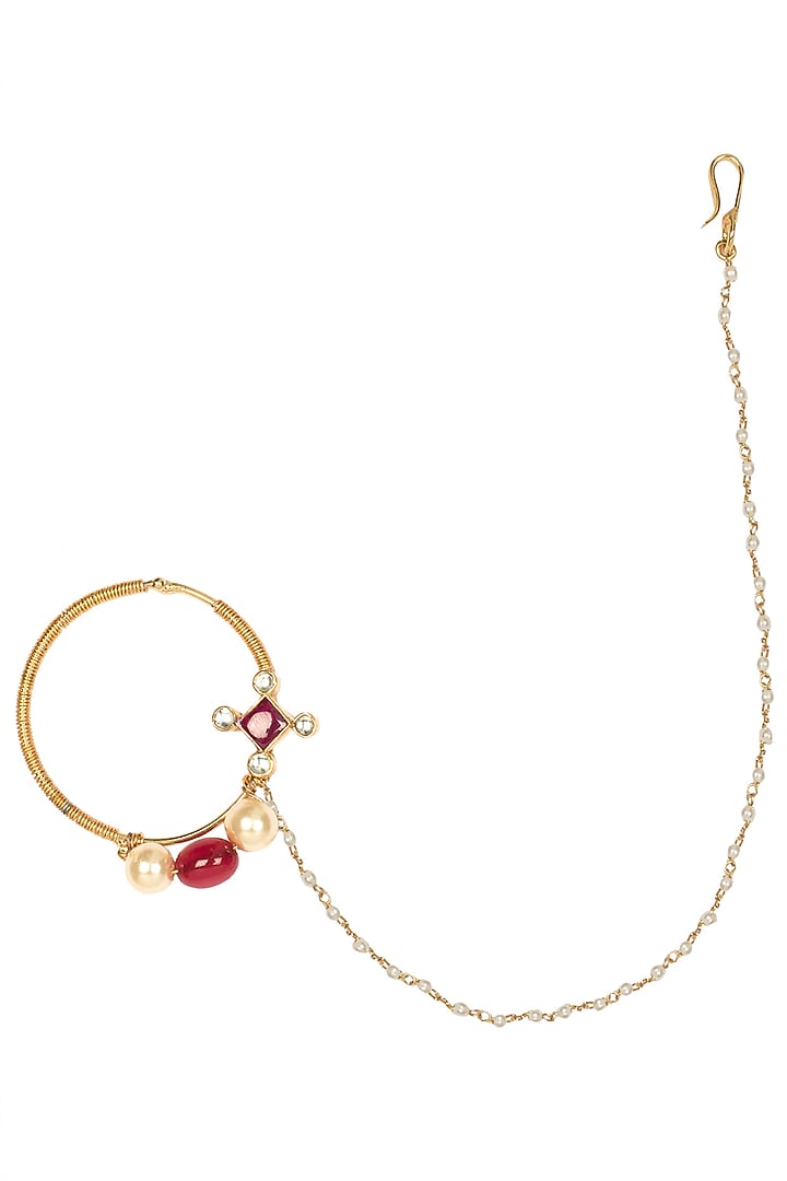 Gold plated square stone nose ring available only at Pernia's Pop Up Shop.