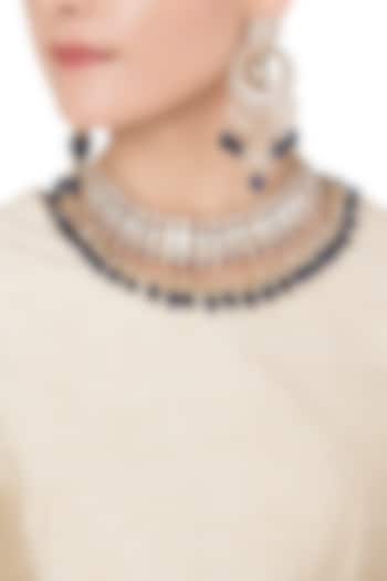 Gold Plated Semi-Precious Stones Choker Necklace Set by Riana Jewellery