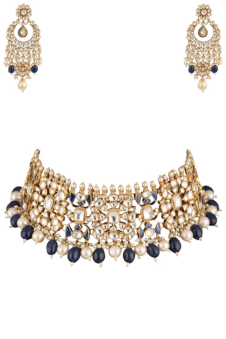 Gold plated semi-precious stones and pearl choker necklace set available only at Pernia's Pop Up Shop.