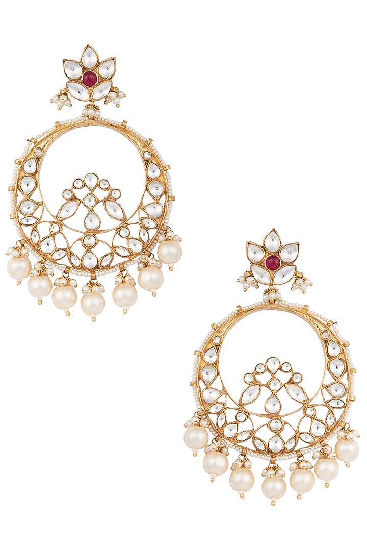 Gold plated chandbali earrings available only at Pernia's Pop Up Shop.
