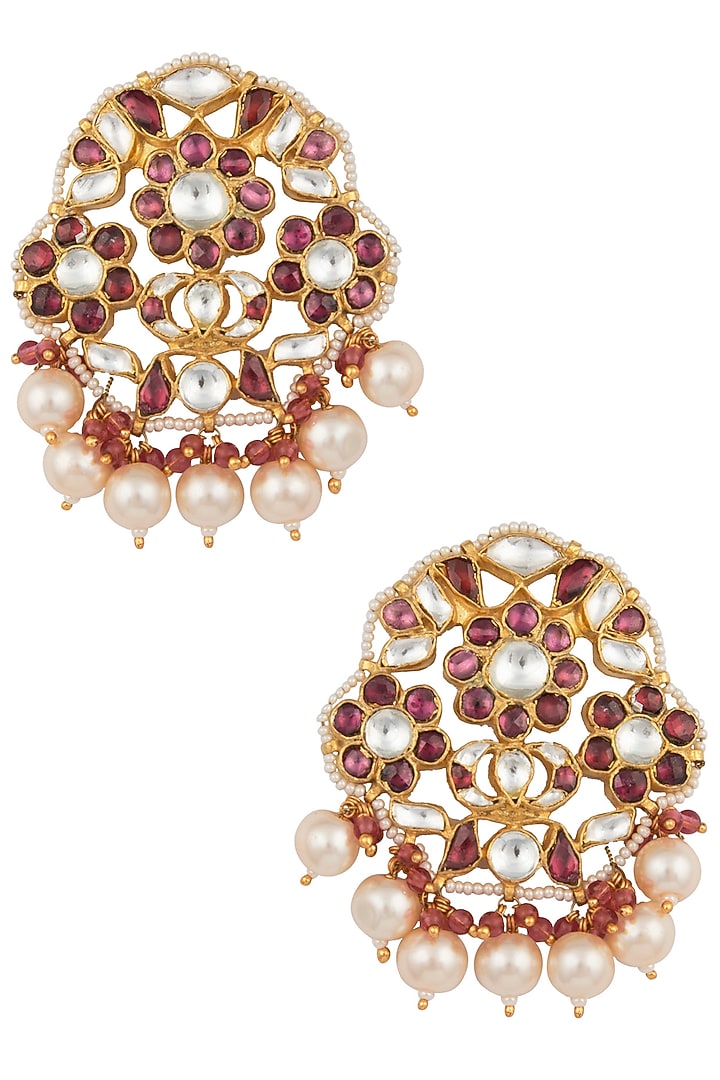 Gold plated pearl drop stud earrings available only at Pernia's Pop Up Shop.