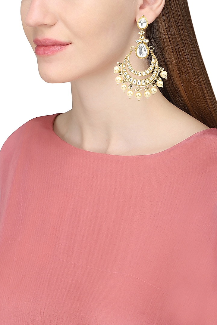 Gold Plated Chand Baali Earrings by Riana Jewellery