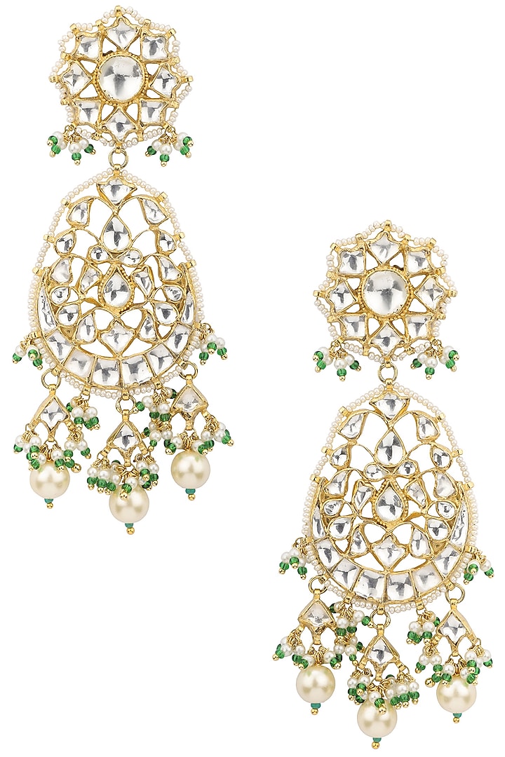 Gold Plated Long Earrings by Riana Jewellery