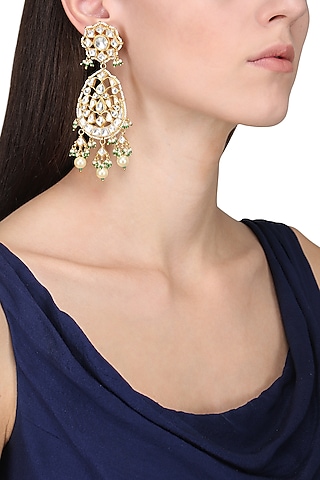 Gold Plated Long Earrings by Riana Jewellery