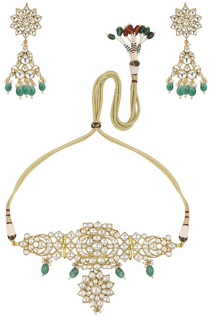 Gold plated green droplet choker available only at Pernia's Pop Up Shop.