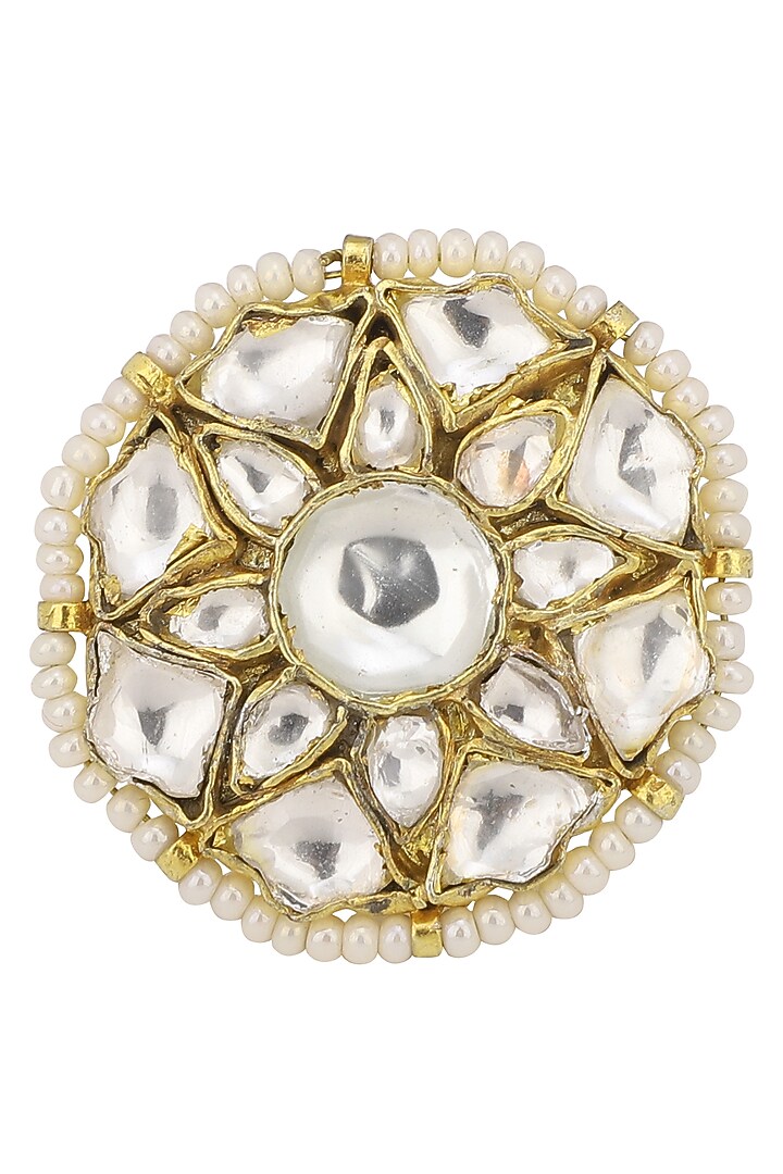 Gold plated small white flower ring available only at Pernia's Pop Up Shop.