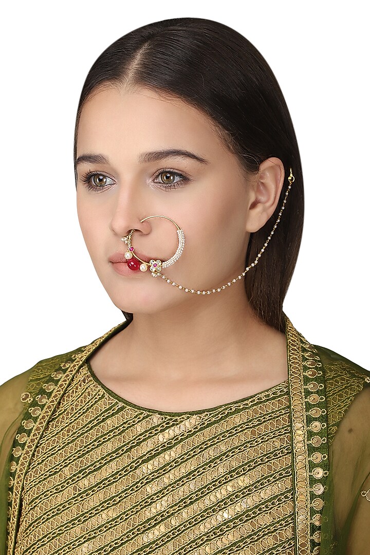 Gold plated flower nath available only at Pernia's Pop Up Shop.