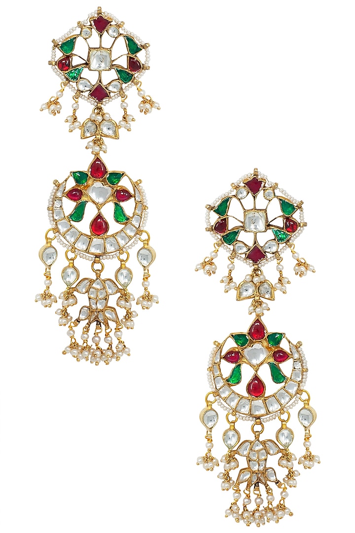 Gold plated red, white and green stones necklace set available only at Pernia's Pop Up Shop.
