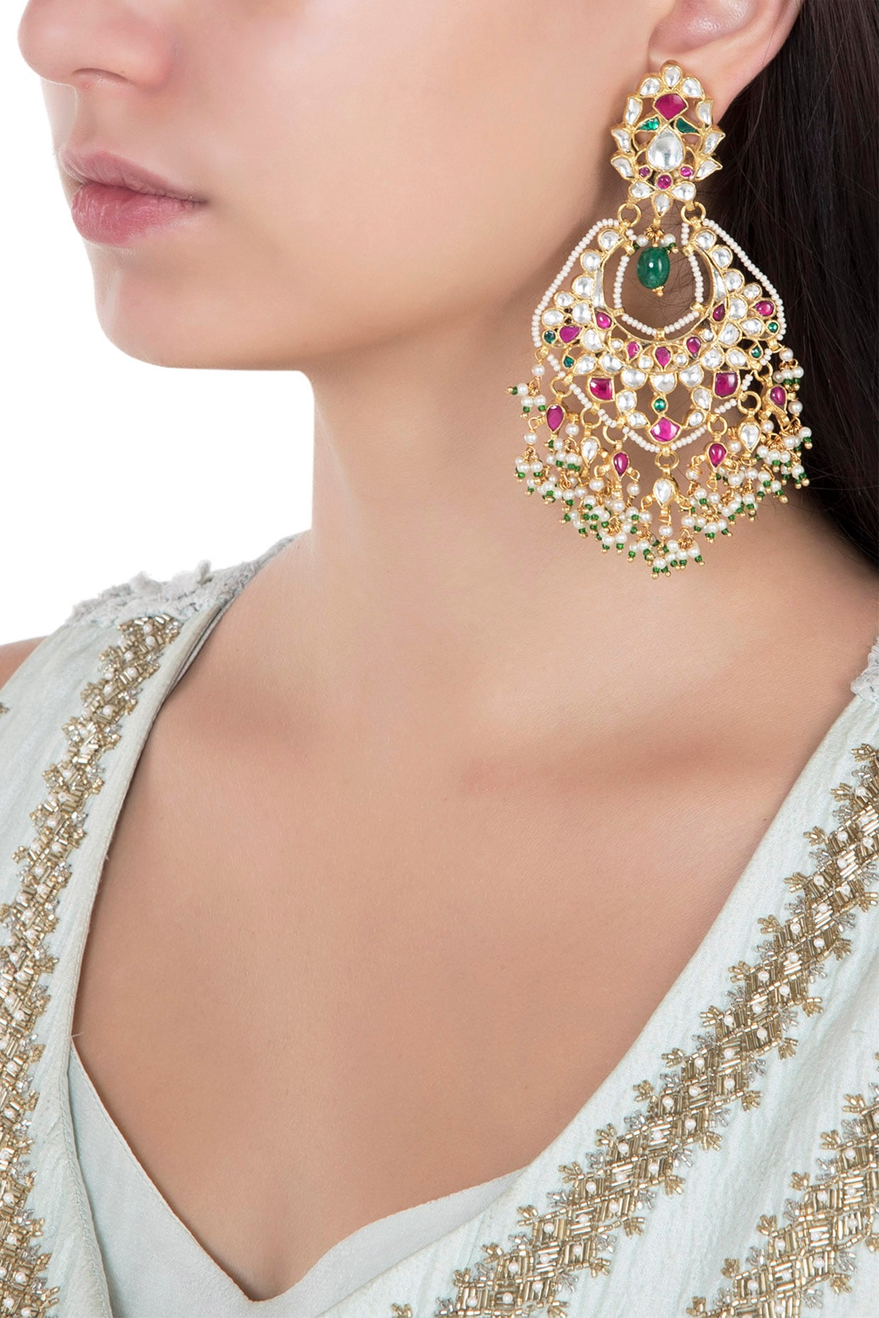 Mirror Dangler Hoop ChandBali Earrings – Steorra Jewels