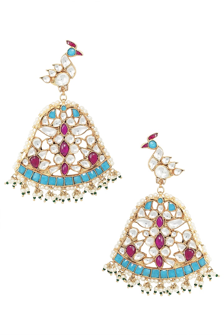 Gold plated peacock motif earrings available only at Pernia's Pop Up Shop.