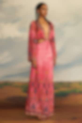 Vintage Rose Silk Printed Maxi Vacation Dress by Rajdeep Ranawat at Pernia's Pop Up Shop