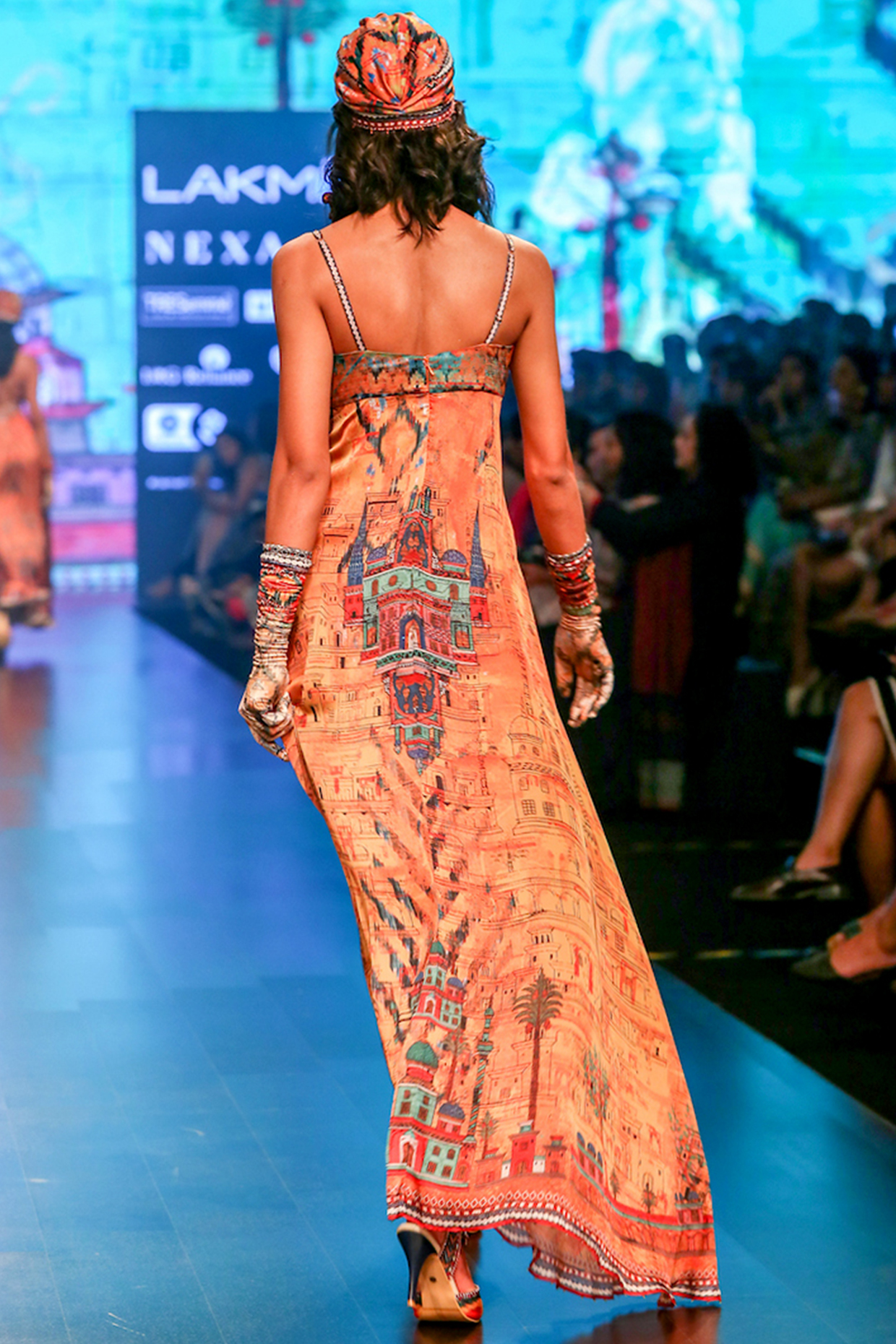 Multi Colored Fluted Strappy Dress by Rajdeep Ranawat at Pernia's Pop Up Shop