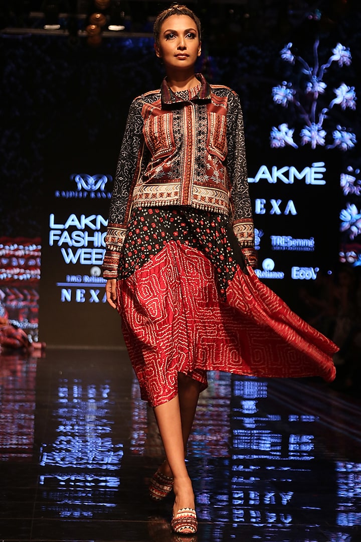 Black Printed Tunic by Rajdeep Ranawat