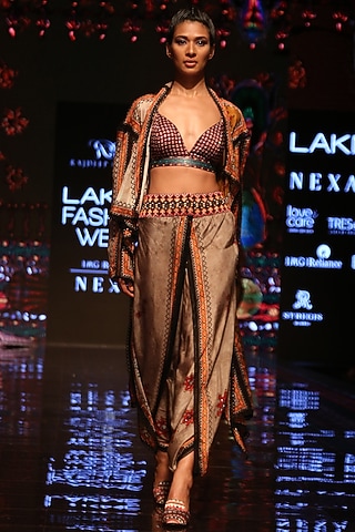 Wine Printed Bralette by Rajdeep Ranawat