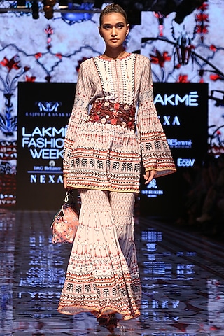 Slate Grey Printed Boho Tunic by Rajdeep Ranawat
