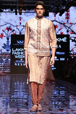 Marsala Bandhani Churidar Pants by Rajdeep Ranawat Men