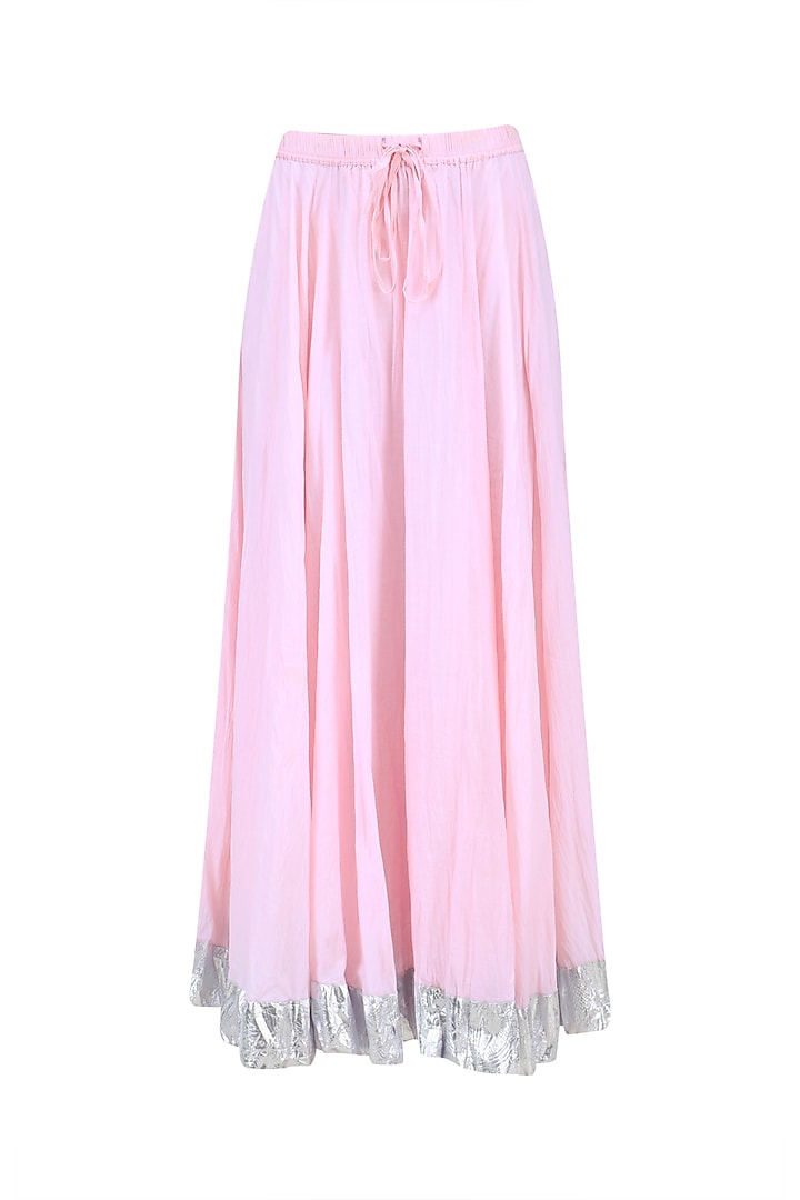 Powder pink and silver work kurta and skirt set available only at Pernia's Pop Up Shop.
