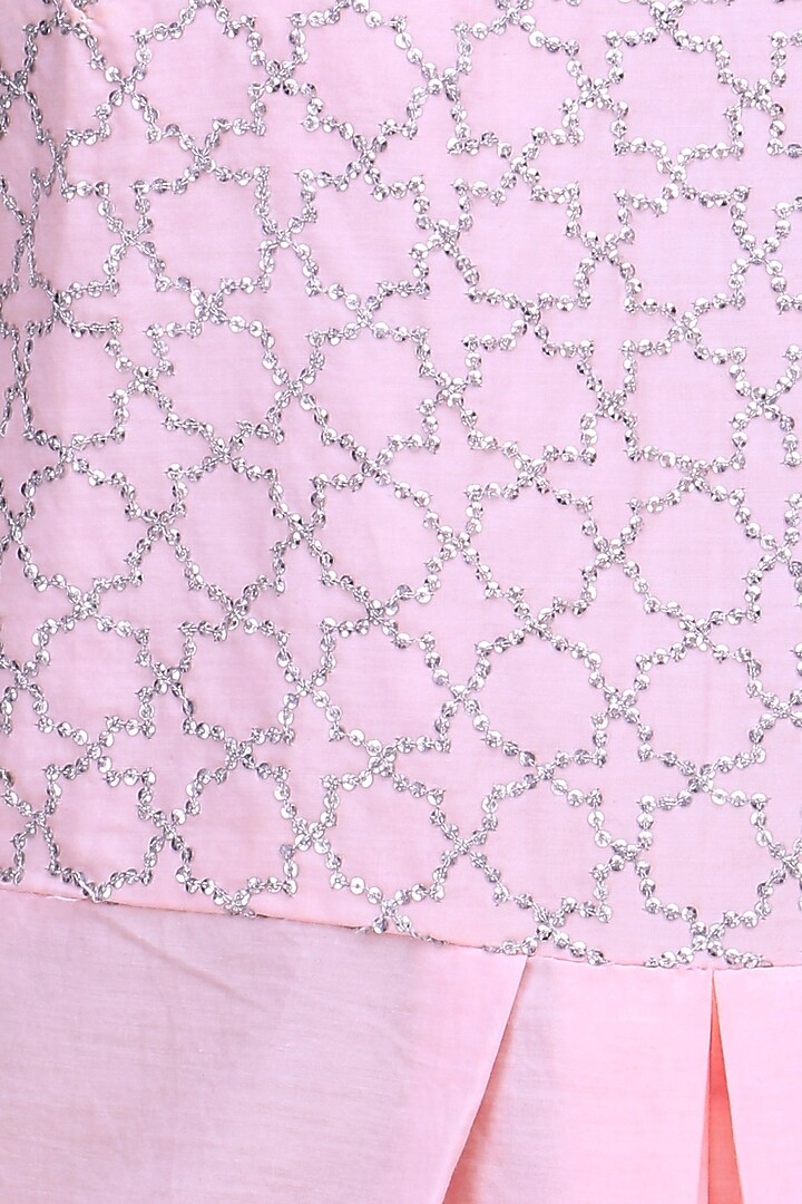 Powder pink and silver work kurta and skirt set available only at Pernia's Pop Up Shop.