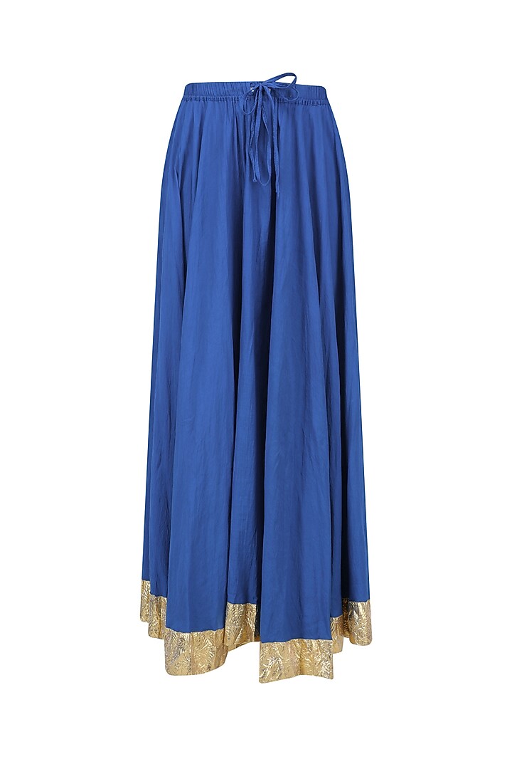 Cobalt blue and gold work kurta and skirt set available only at Pernia's Pop Up Shop.
