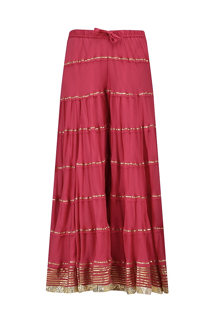 Red floral embroidered short kurta and skirt set available only at Pernia's Pop Up Shop.