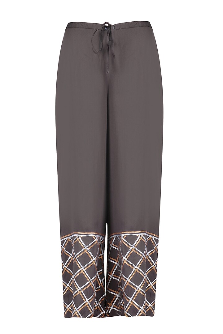 Charcoal asymmetrical long kurta and skirt set available only at Pernia's Pop Up Shop.