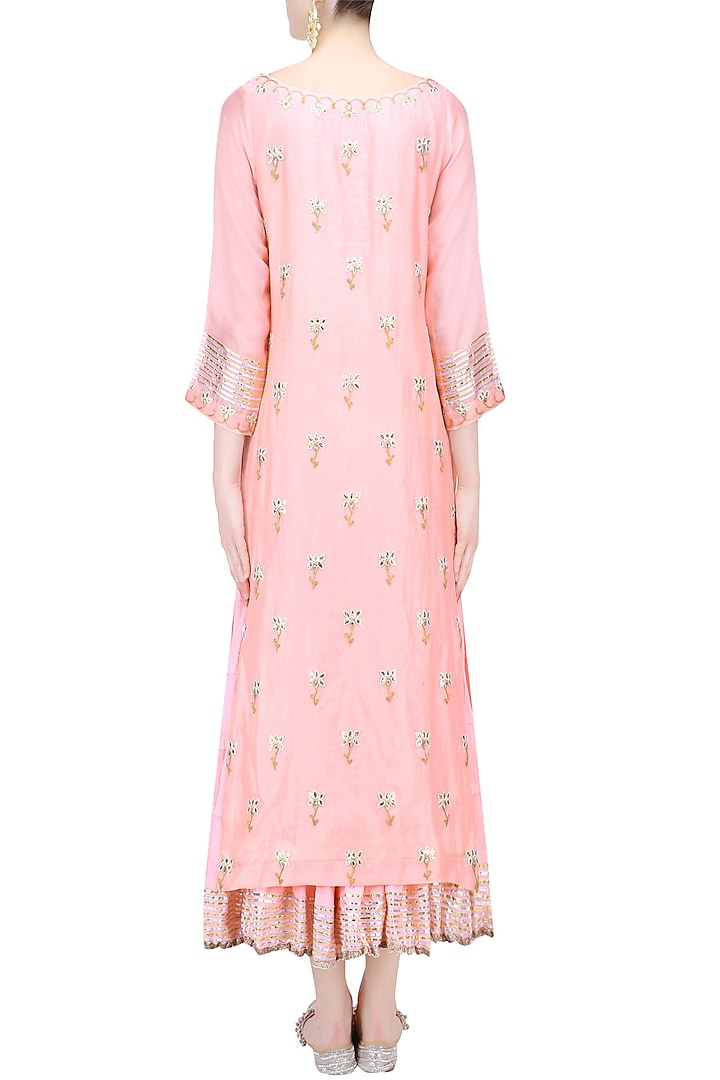Nude pink and gold gota patti work kurta and skirt set available only at Pernia's Pop Up Shop.