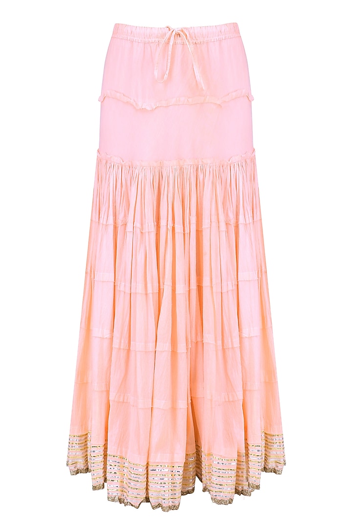 Nude pink and gold gota patti work kurta and skirt set available only at Pernia's Pop Up Shop.