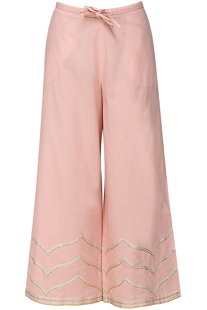 Light pink A line lotus motifs kurta with light pink straight pants and printed dupatta available only at Pernia's Pop Up Shop.