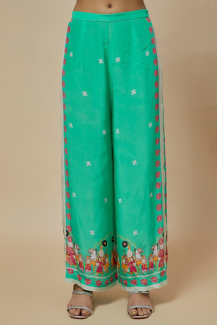 Aqua Crepe Hand Embroidered Kaftan Set by Rajat tangri at Pernia's Pop Up Shop