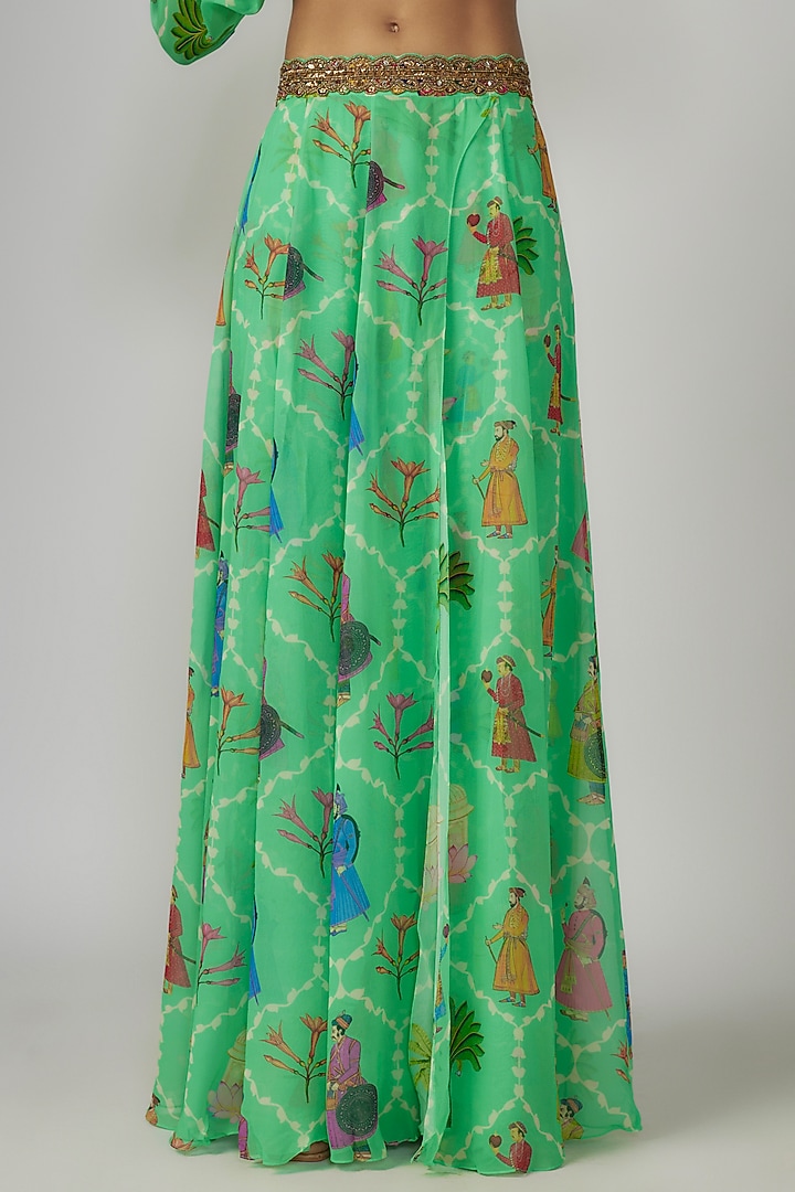 Aqua Georgette & Crepe Hand Embroidered Wedding Lehenga Set by Rajat tangri at Pernia's Pop Up Shop