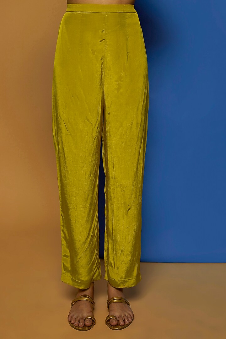 Mustard Hand Embroidered Kaftan Set by Rajat tangri  at Pernia's Pop Up Shop