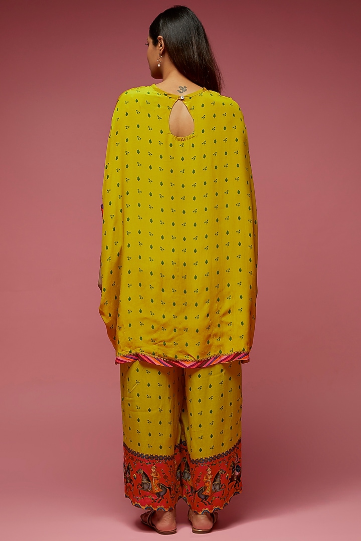 Mustard Crepe Kaftan Set by Rajat tangri at Pernia's Pop Up Shop