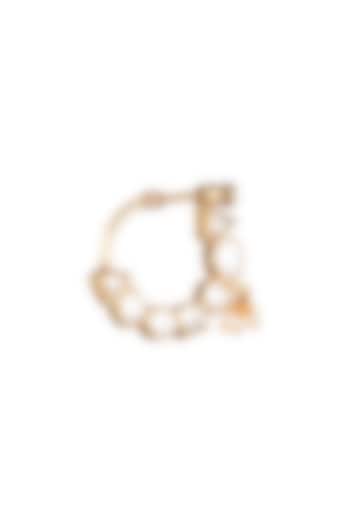 Matte Gold Plated Beaded Nose Ring by Riana Jewellery