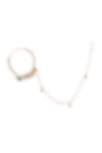 Matte Gold Plated Green Beaded Nose Ring by Riana Jewellery at Pernia's Pop Up Shop