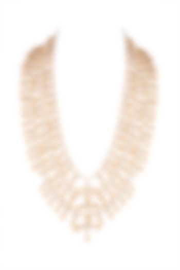 Matte Gold Plated Pearl Mala Necklace by Riana Jewellery