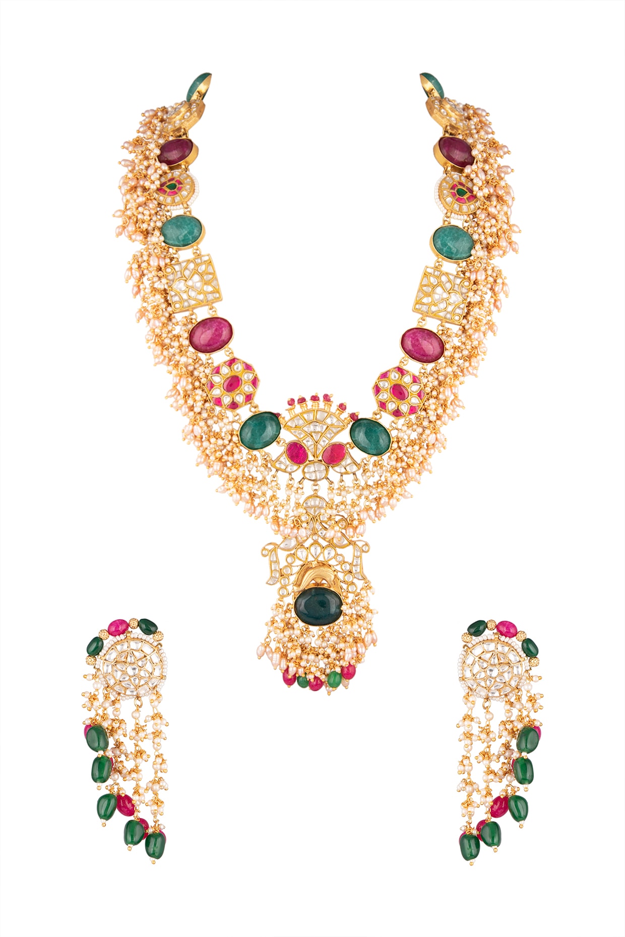 Buy quality 916 gold Antique jadtar hallmark necklace set in Ahmedabad
