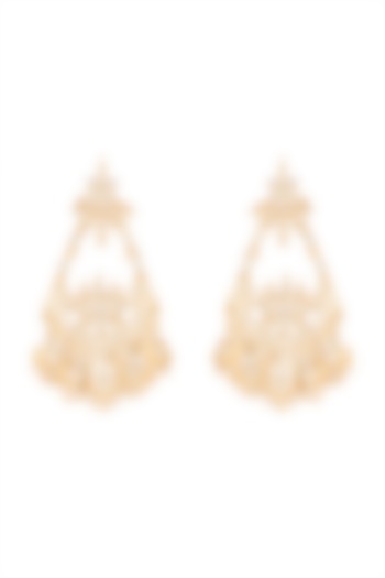 Matte Gold Plated Jadtar Chandbali Earrings by Riana Jewellery