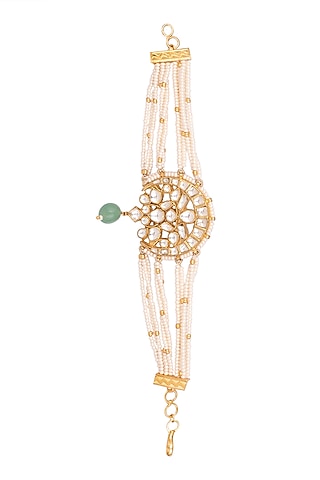 Gold Plated Jadtar Stone Chand Bracelet by Riana Jewellery